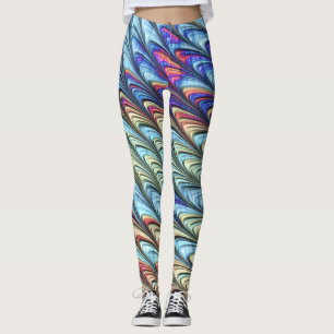 Leggings Funky Boho Colorful Psychedelic Waves Art Abstrait
