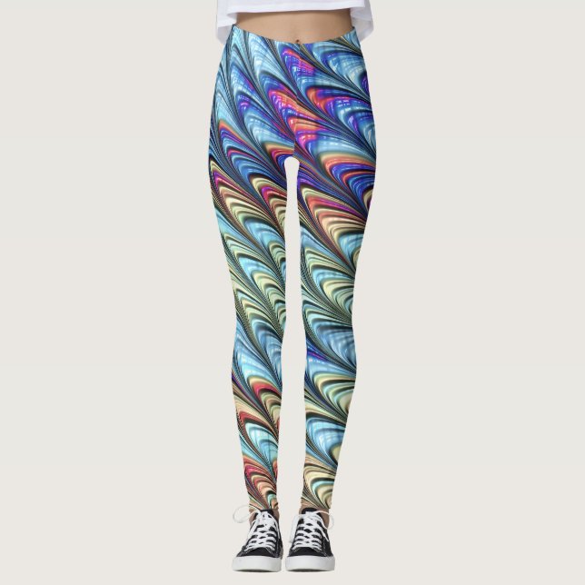 Leggings Funky Boho Colorful Psychedelic Waves Art Abstrait (Devant)