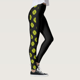 Leggings Funky Jaune Et Noir Motif Folk