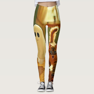 Leggings Funny Kitten Éffrayant Friend Design