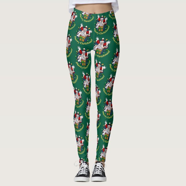 Leggings Funny Snowman Merry Christmas Surprise Cartoon (Devant)