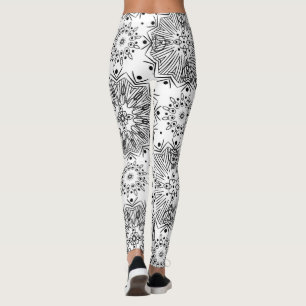 Leggings FuzzyFoxArt, noir et blanc