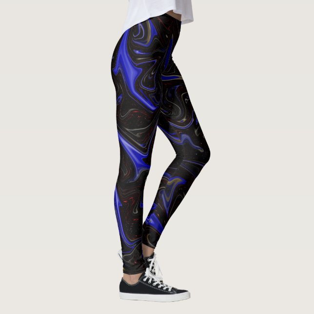 Leggings "Galactic Swirl : Le marbre de l'espace bleu et no (Droite)