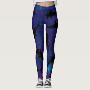 Leggings Galaxie colorée du requin-requin noir