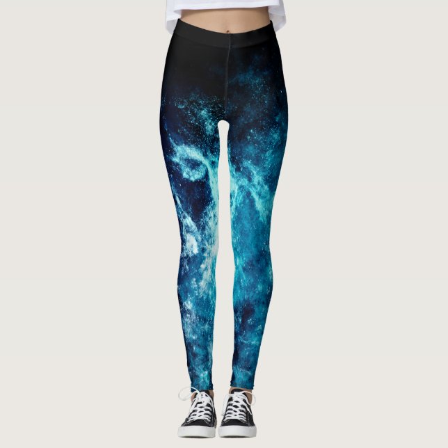 Leggings Galaxie de l'espace bleu (Devant)