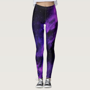 Leggings Galaxie de l'espace mauve
