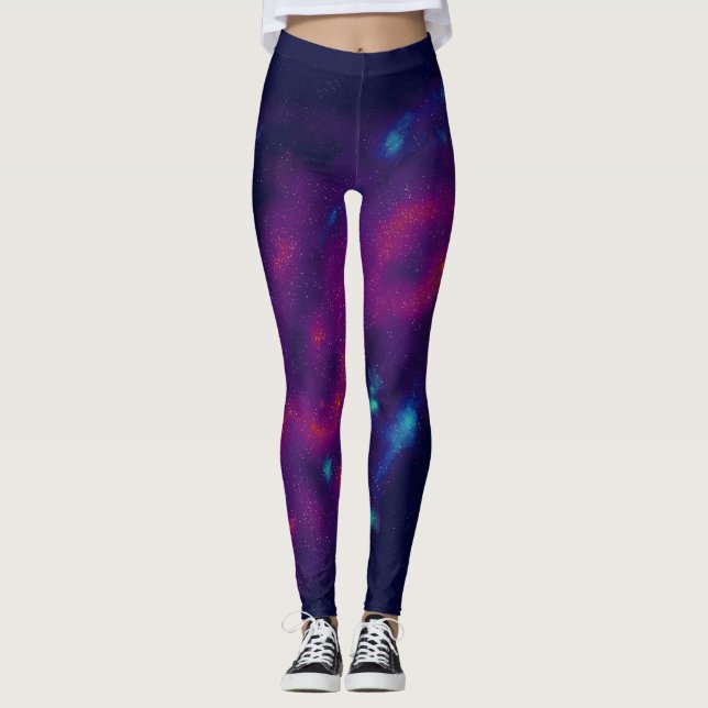 Leggings Galaxie violette et bleue (Devant)
