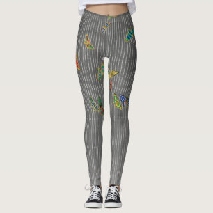 LEGGINGS GALERIES STRIPÉES AVEC DES PAPIERS CHINOIS