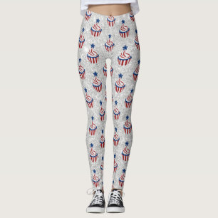 Leggings Gâteau Glacé Rouge, Blanc, Bleu pour la Coupe du 4