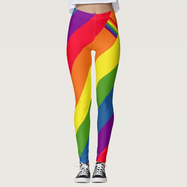 Leggings Gay pride coloré de drapeau d'arc-en-ciel (Devant)