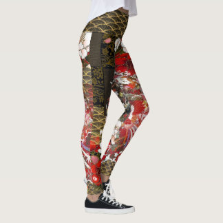 Leggings Geisha japonais Fondo de feuille d'or