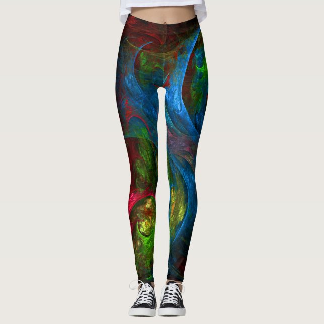 Leggings Genèse Bleu Art Abstrait (Devant)