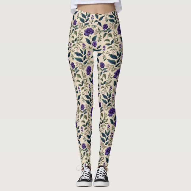 Leggings Gentian bleu Vintage Floral (Devant)