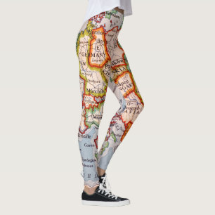 Leggings géographiques colorés de la carte du mond