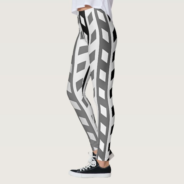 Leggings Geometric Design, gray, black, white, (Gauche)