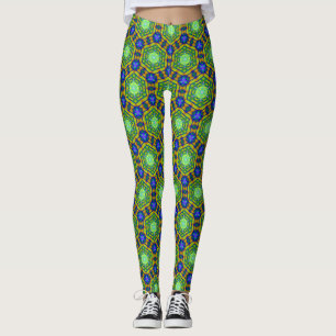 Leggings Géométrie Blue Green Hexagon Vision