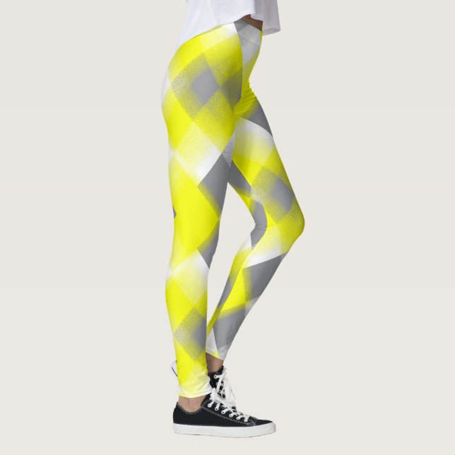 Leggings Géométrie funky Art Abstrait gris jaune blanc (Droite)