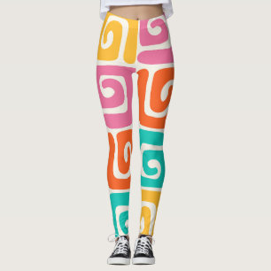 Leggings Géométries Rétro Colorées et Boucles Vintage Audac