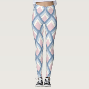 Leggings géométrique Abstraite, bleue, rose et blanc cassé