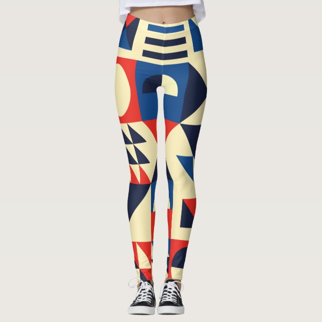 Leggings Géométrique du milieu du siècle : Motif rétro funk (Devant)