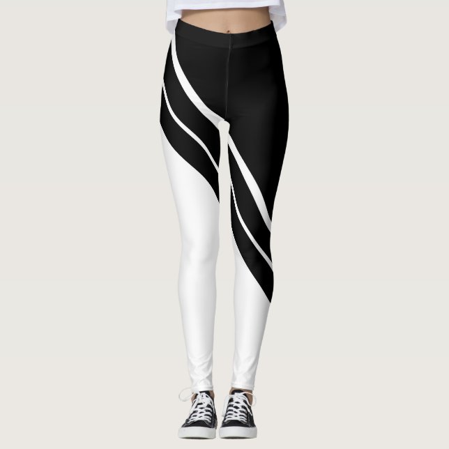 Leggings Géométrique noir et blanc (Devant)