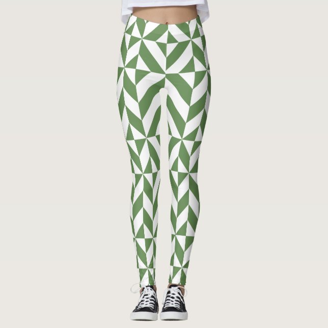 Leggings Géométrique verte (Devant)