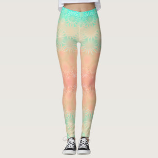 Leggings Géométrique verte, pêche, melon et corail