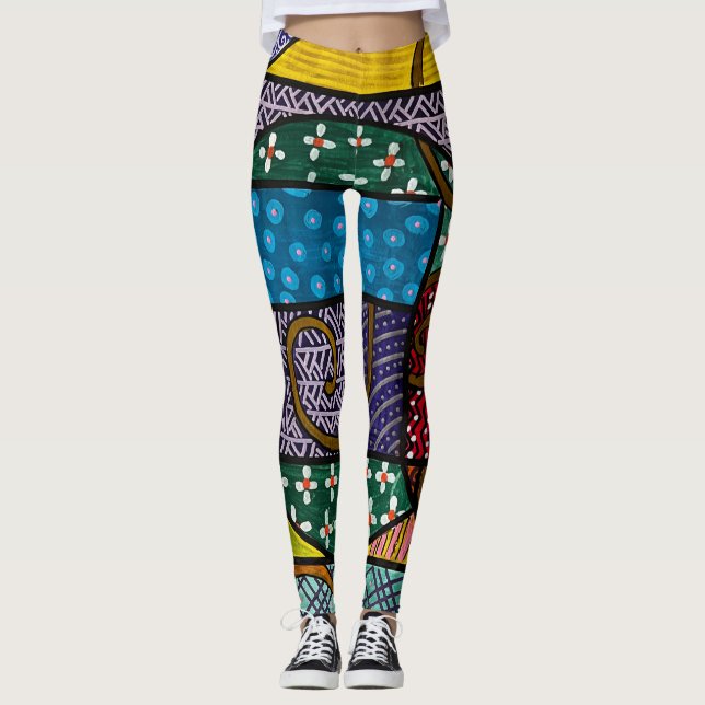 Leggings géométriques multicolores par Laurie (Devant)