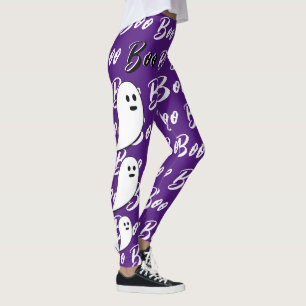 Leggings Ghost Halloween noir blanc violet botte