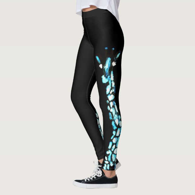 Leggings Giraffe Art drôle animal sauvage (Gauche)