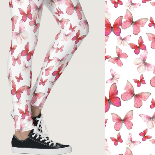 Leggings Girly red butterfly whimsical patterned (Créateur téléchargé)