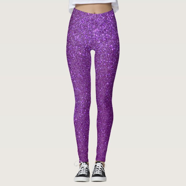 Leggings Girly Sparkly Royal Purple Parties scintillant (Devant)