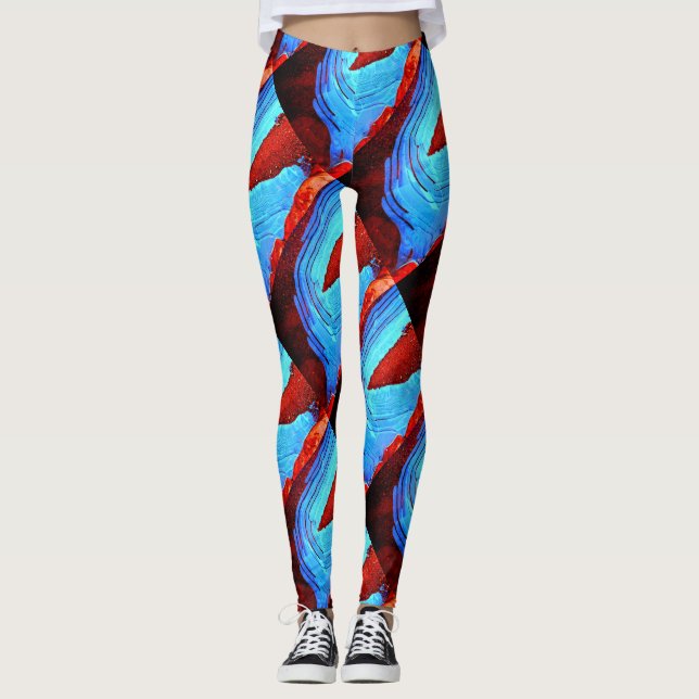 Leggings glace rouge abstraite (Devant)