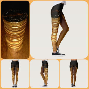Leggings Glam de pièces en or empilé doré et noir