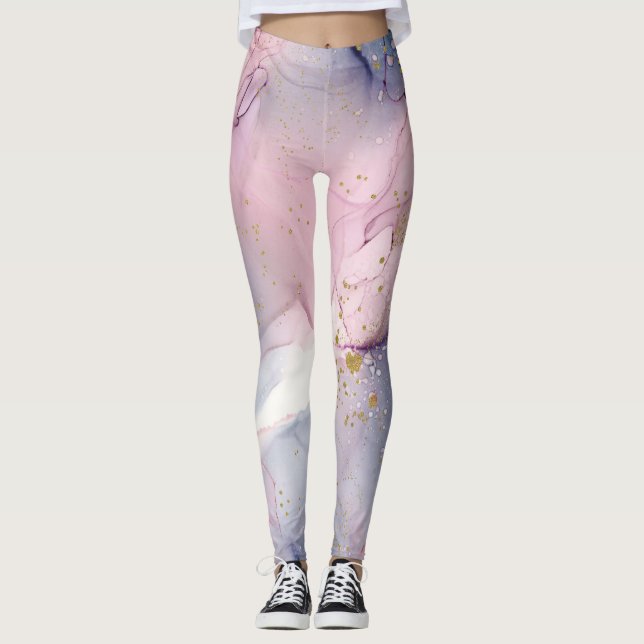 Leggings Glam d'Imaginaire épi rose et or (Devant)