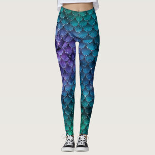 LEGGINGS GLAM GIRLY OCEAN BLUE PARTIES SCINTILLANT MERMAID 