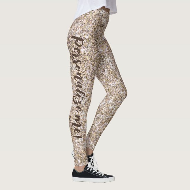 Leggings Glam Neutral Gold Mermaid Parties scintillant TEXT (Droite)