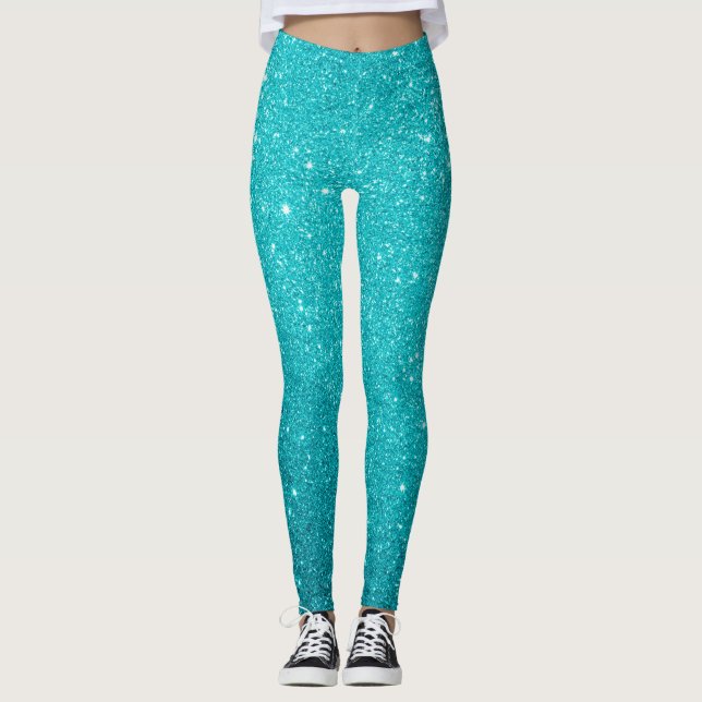 Leggings Glam Parties scintillant turquoise Blue Sparkling (Devant)