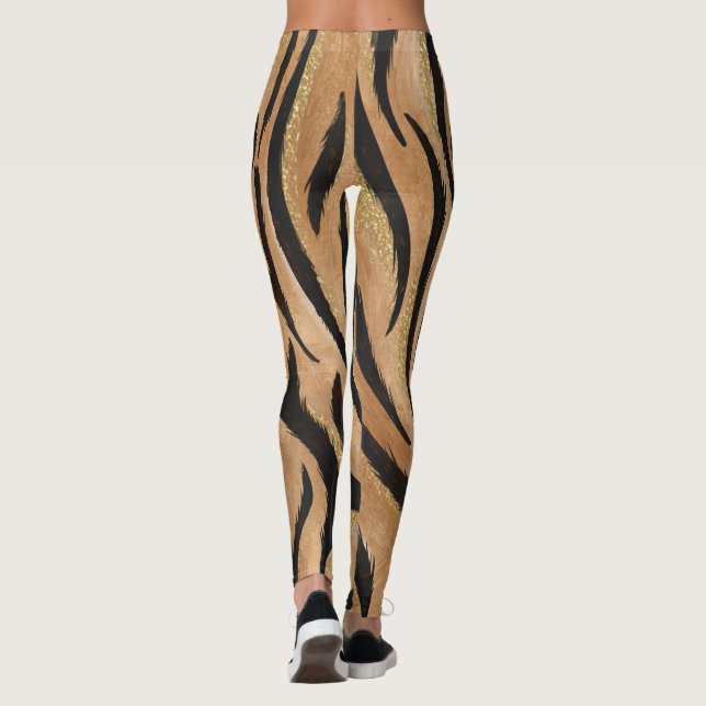 Leggings Glam Tiger Imprimer Chat sauvage Animal Motif Faux (Dos)