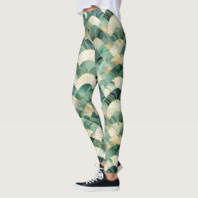 Leggings Glam vert Gold Abstrait (Gauche)