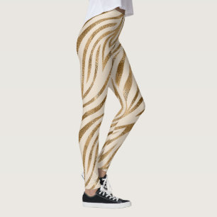 Leggings Glam Zebra Stripes Motif Safari Gold ID1151