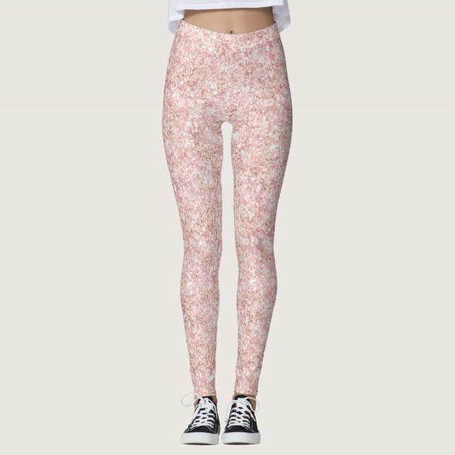 Leggings Glitzy Blush Pink Glitter   (Devant)
