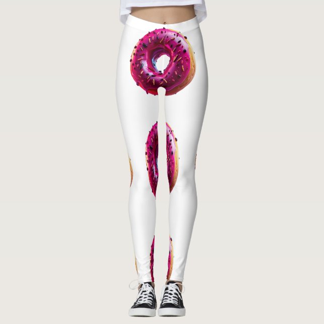 Leggings Glossy Pink Donut with Dark Sprinkles (Devant)