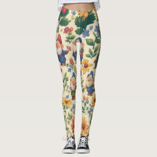 Leggings Gnome a flower motif design