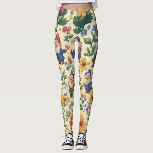 Leggings Gnome a flower motif design (Devant)