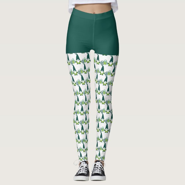 Leggings Gnome de la Saint-Patrick avec chope de bière (Devant)