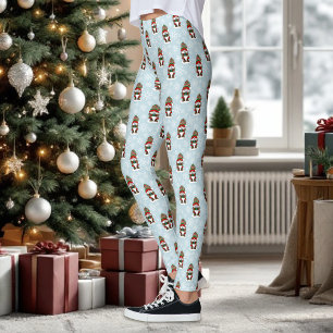 Leggings Gnome de Noël Cosy Rouge Vert Hiver Mignon