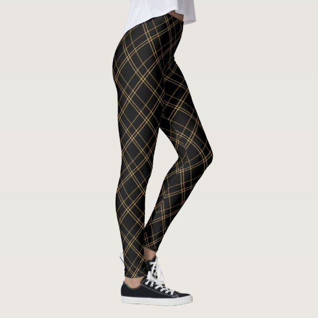 Leggings Gold and Black Elegant Plaid (Droite)