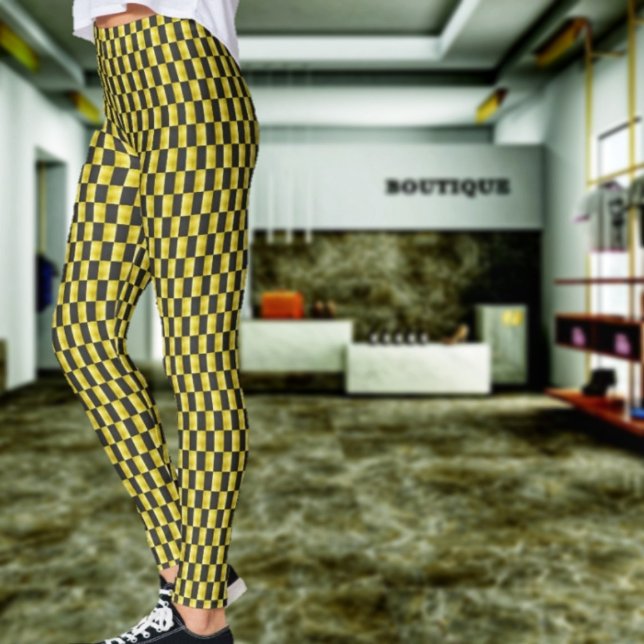 Leggings Gold-Paneled-Black-IV (Step out in contemporary style, when wearing these Gold,-Paneled Black IV Leggings!)