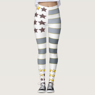Leggings Gold Stars Silver Stripes